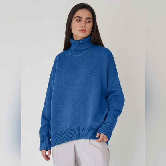 Royal Blue Turtleneck Sweater - Picture 1 of 6